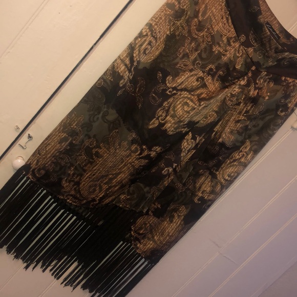 Lillie Rubin 100% Silk Fringed Skirt - Picture 2 of 3